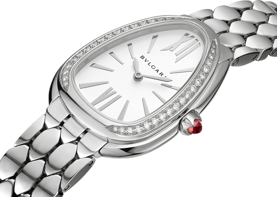 Bulgari,Serpenti 33mm,33mm,Stainless Steel,Silver,Sapphire,Crystal Glass,Opal,103361