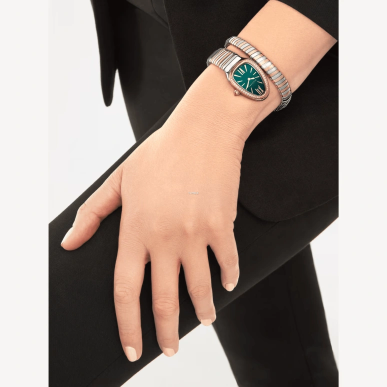 Bulgari,Serpenti 35mm,35mm,Rose Gold,Stainless Steel,Green,Quartz,Sapphire,Other,102790