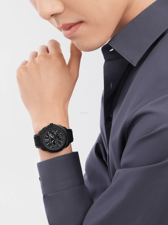 Bulgari,Octo 42mm,42mm,Stainless Steel,Black,Automatic,Chronograph,Day,103932