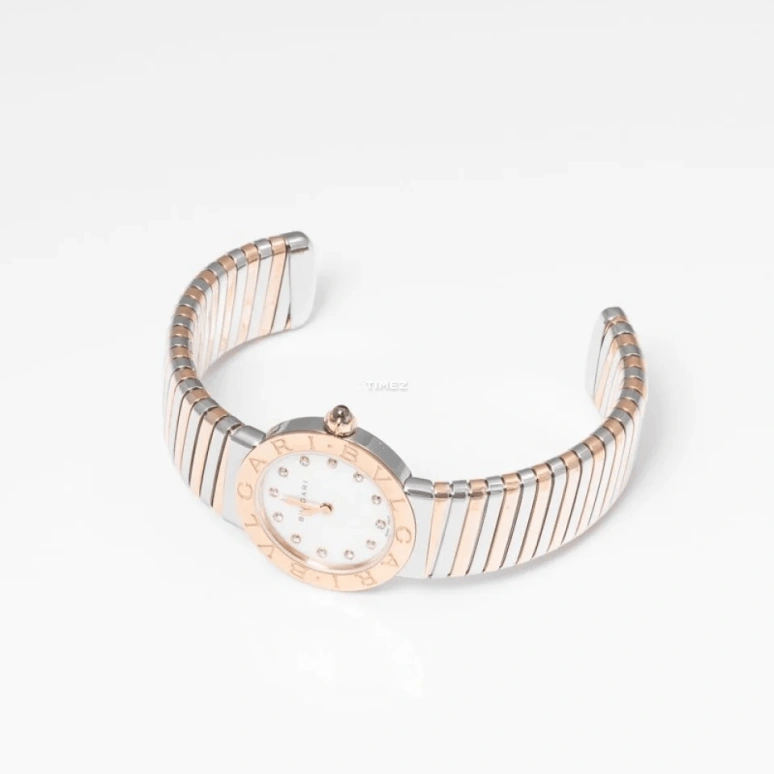 Bulgari,Other 26mm,26mm,Stainless Steel,Pink Gold,Red Gold,White,Quartz,Sapphire,Round,102222