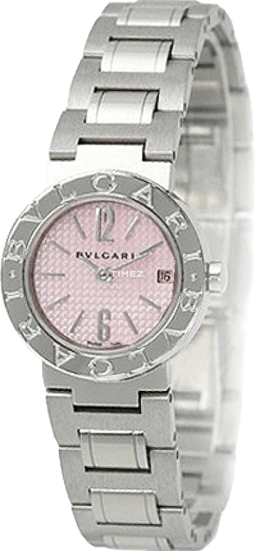 Bulgari,Bulgari Bulgari 23mm,23mm,Stainless Steel,Pink,Quartz,Sapphire,Crystal Glass,Round,BB23SS,BB23SS/N