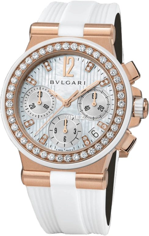 Bulgari,Diagono 35mm,35mm,Rose Gold,Silver White,Sapphire,Crystal Glass,Setting,Diamonds,DGP35WGDWVDCH,DGP35WGDWVDCH/8
