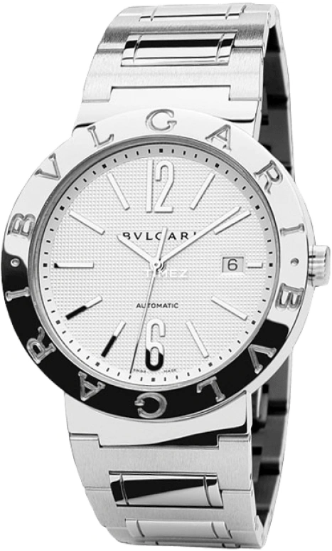 Bulgari,Bulgari Bulgari 42mm,42mm,Stainless Steel,White,Sapphire,Crystal Glass,Closed,BB42WSSDAUTO