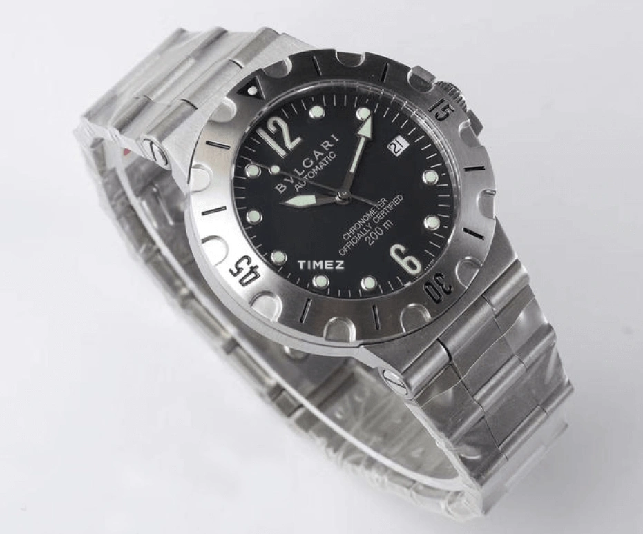 Bulgari,Diagono Professional 38mm,38mm,Stainless Steel,Black,Automatic,Day,Sapphire,Crystal Glass,SD38SSD