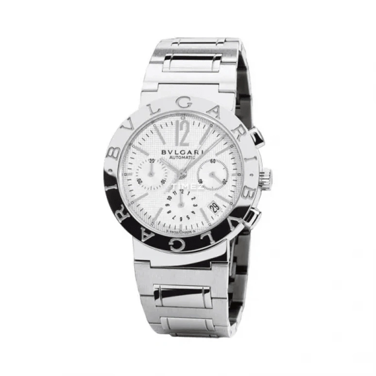 Bulgari,Other 38mm,38mm,Stainless Steel,White,Automatic,Chronograph,Day,101376