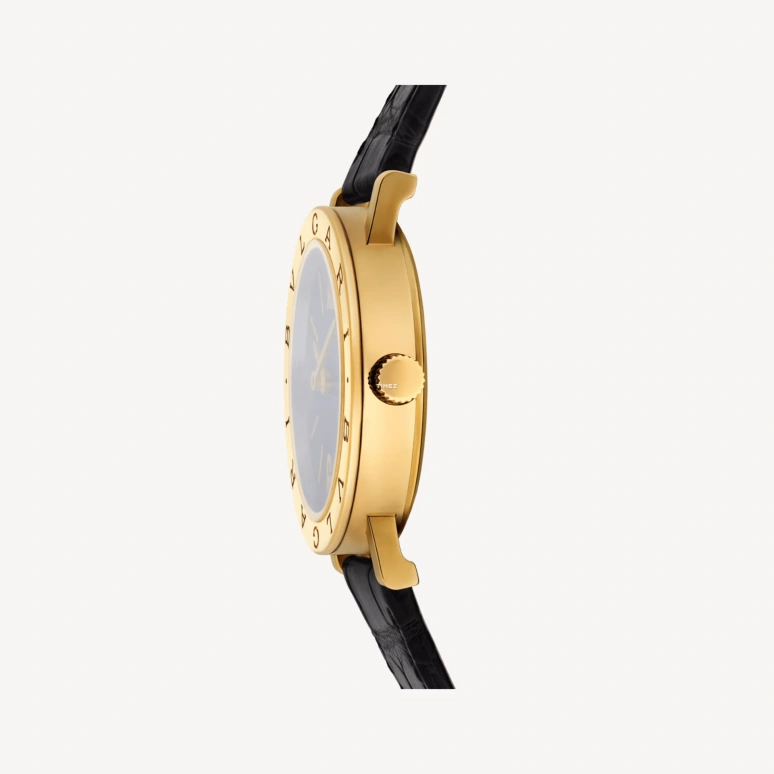 Bulgari,Bulgari Bulgari 38mm,38mm,Yellow Gold,Black,Automatic,Day,Sapphire,Crystal Glass,103967