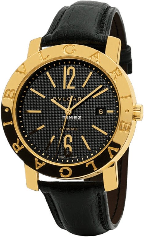 Bulgari,Bulgari Bulgari 42mm,42mm,Yellow Gold,Black,Sapphire,Crystal Glass,Closed,BB42BGLDAUTO
