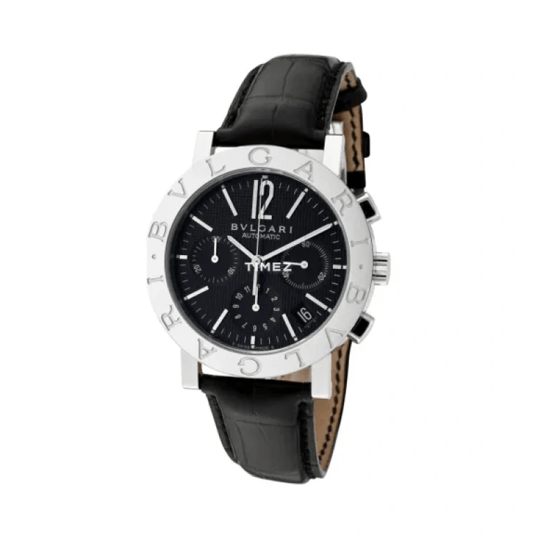 Bulgari,Other 38mm,38mm,Stainless Steel,Black,Automatic,Chronograph,Day,101375