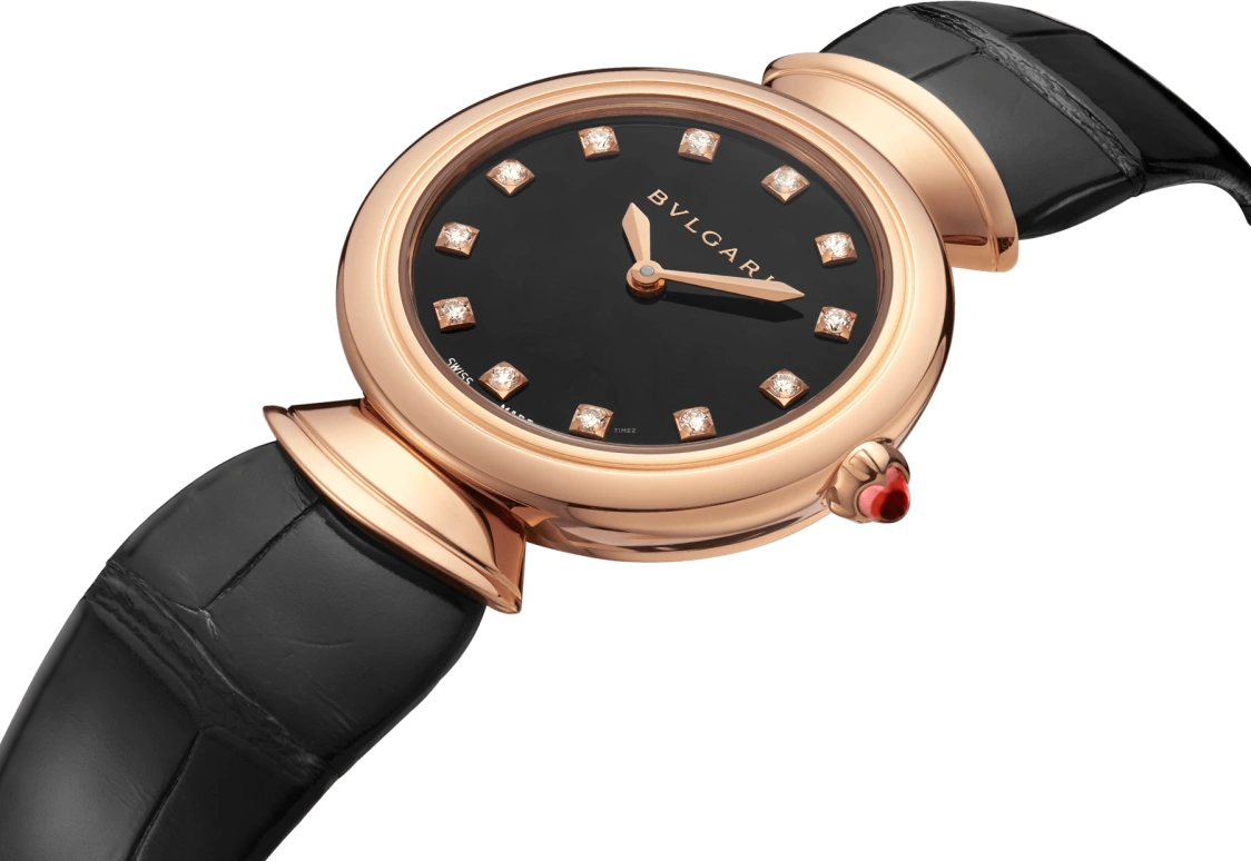 Bulgari,Divas' Dream 30mm,30mm,Rose Gold,Black,Sapphire,Crystal Glass,102841