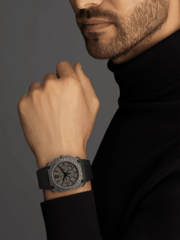 Bulgari,Octo 41mm,41mm,Titanium,Grey,Automatic,Chronograph,Date,Column Wheel,102859