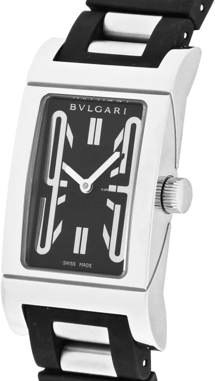 Bulgari,Rettangolo 39x20.50mm,39x20.50mm,Stainless Steel,Black,Quartz,Sapphire,Crystal Glass,Rectangular,RT39SV