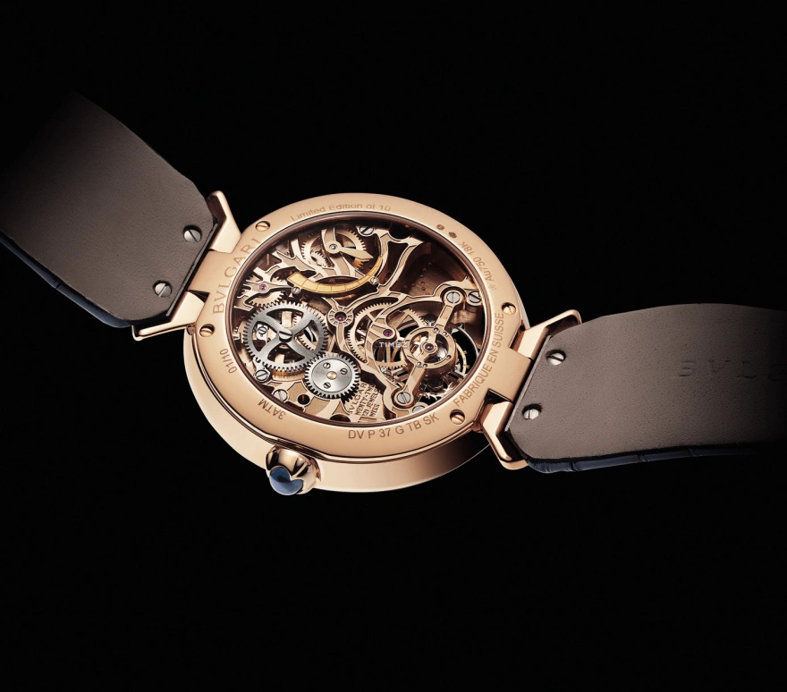 Bulgari,Divas' Dream 37mm,37mm,Rose Gold,Skeleton,Rose Gold,Blue,Handwound,Tourbillon,In-house Caliber,103351