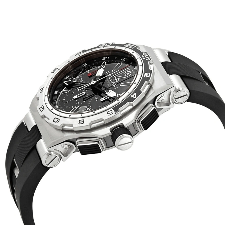 Bulgari,Other 45mm,45mm,Stainless Steel,Titanium,Black,Automatic,Chronograph,Day,Dule Time,Day / Night Indication,Sapphire,Hexagonal,101734