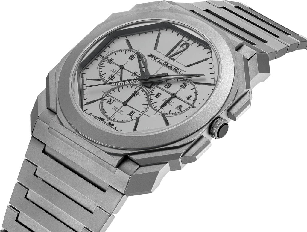 Bulgari,Octo 42mm,42mm,Titanium,Grey,Automatic,Chronograph,Column Wheel,103673