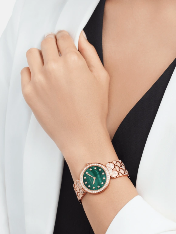 Bulgari,Divas' Dream 33mm,33mm,Rose Gold,Sapphire,Crystal Glass,Malachite,Diamonds,103521