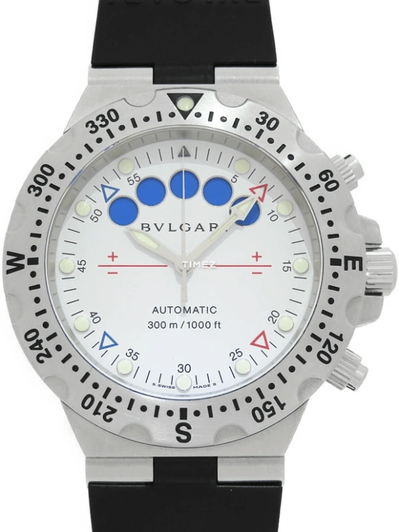Bulgari,Diagono Professional 40mm,40mm,Stainless Steel,White,Automatic,Chronograph,Day,Flyback,Retrograde,Sapphire,Crystal Glass,Round,SD40WSV,SD40WSV/RE