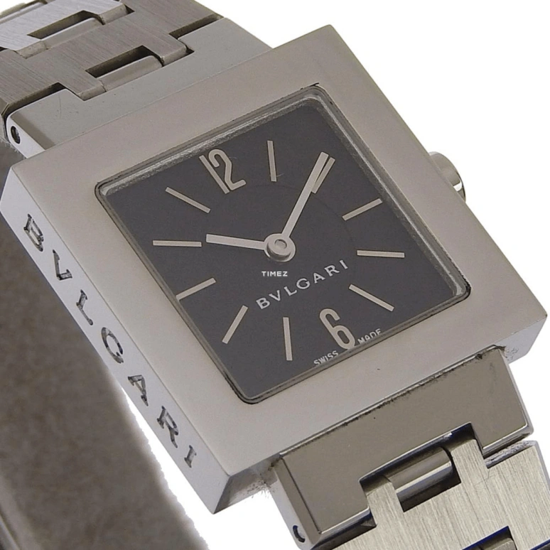 Bulgari,Quadrato 22mm,22mm,Stainless Steel,Black,Quartz,Sapphire,Crystal Glass,Square,SQ22SS
