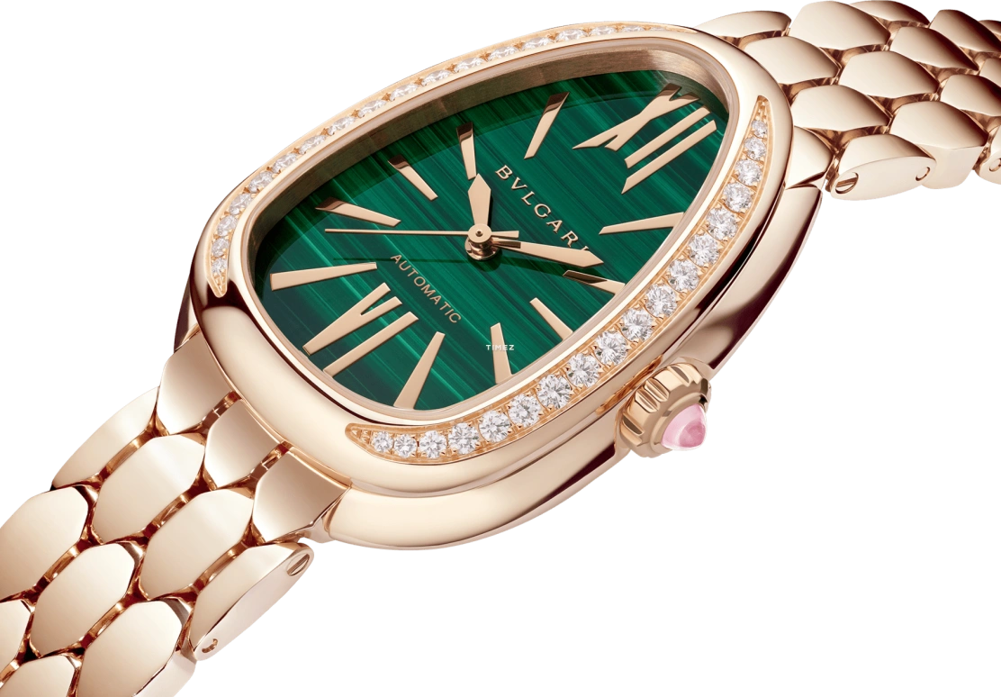 Bulgari,Serpenti Seduttori 34mm,34mm,Rose Gold,Green,Automatic,50hours,In-house Caliber,103901