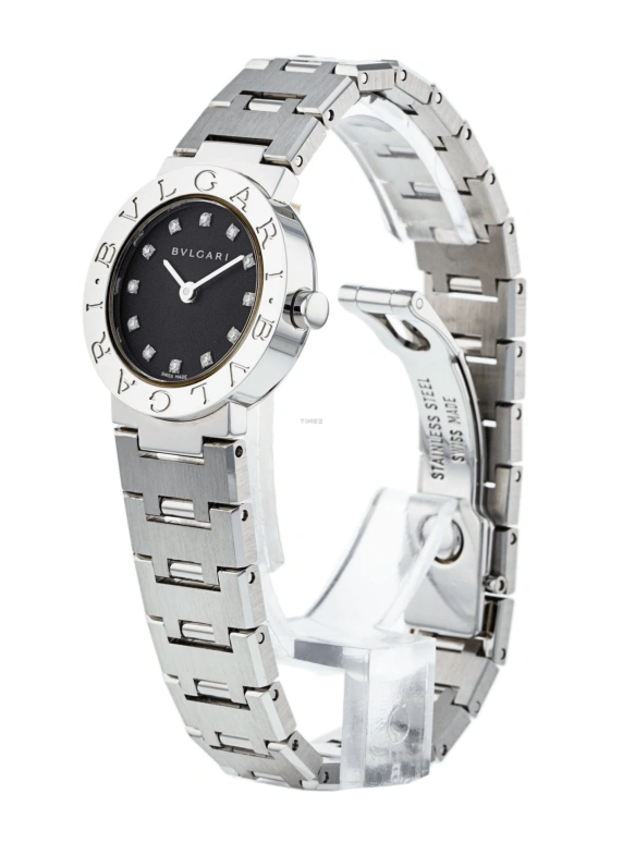 Bulgari,Bulgari Bulgari 23mm,23mm,Stainless Steel,Black,Quartz,Sapphire,Crystal Glass,Round,BB23SS,BB23SS/12