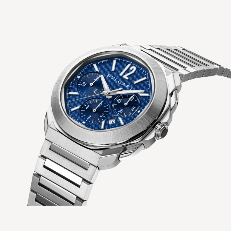 Bulgari,Octo 42mm,42mm,Stainless Steel,Blue,Automatic,Chronograph,Day,103829