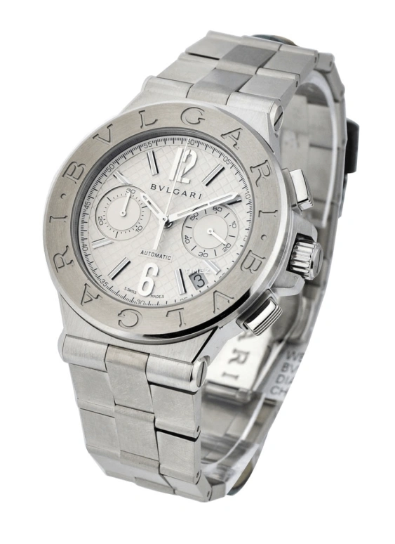Bulgari,Other 40mm,40mm,Stainless Steel,Silver,Automatic,Chronograph,Day,101629
