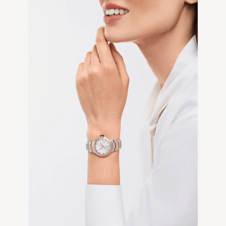 Bulgari,Lvcea 33mm,33mm,Stainless Steel,Rose Gold,Silver White,Automatic,Sapphire,Crystal Glass,Round,103730