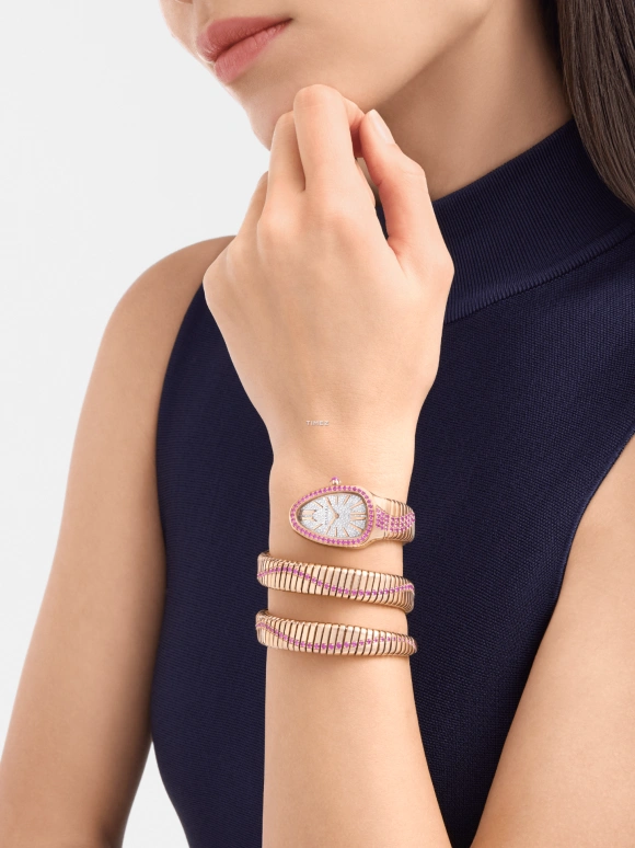 Bulgari,Serpenti 35mm,35mm,Rose Gold,Silver,Quartz,Sapphire,Other,104273