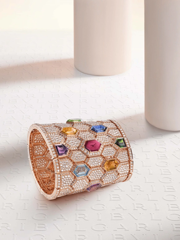 Bulgari,Serpenti 20mm,20mm,Rose Gold,Sapphire,Crystal,Transparent,Quartz,Hexagonal,Rose Gold,Ocean Blue,103519