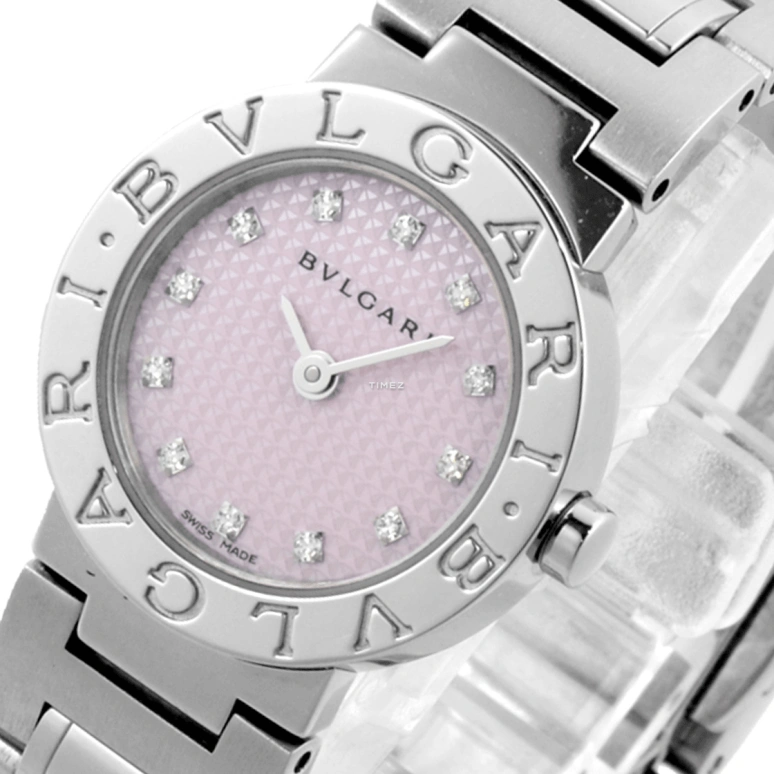 Bulgari,Bulgari Bulgari 23mm,23mm,Stainless Steel,Pink,Quartz,Sapphire,Crystal Glass,Round,BB23C2SS,BB23C2SS/12JA