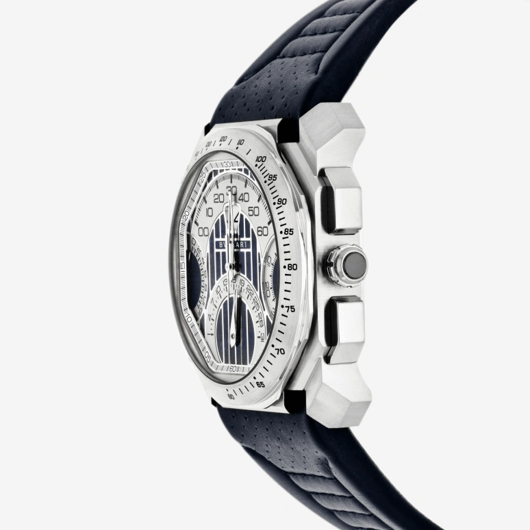 Bulgari,Octo 44.50x50.50mm,44.50x50.50mm,Stainless Steel,Blue,Automatic,Chronograph,Day,Jumping Hours,Flyback,38hours,In-house Caliber,101989