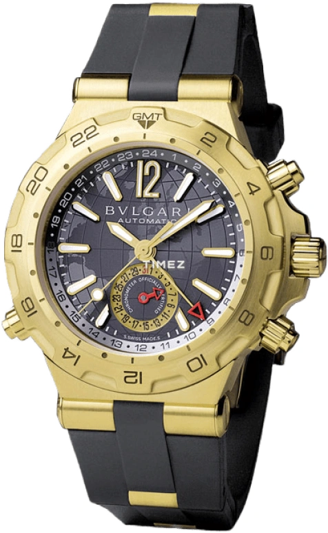 Bulgari,Diagono Professional 42mm,42mm,Yellow Gold,Sapphire,Crystal Glass,Closed,DP42C14GVDGMT