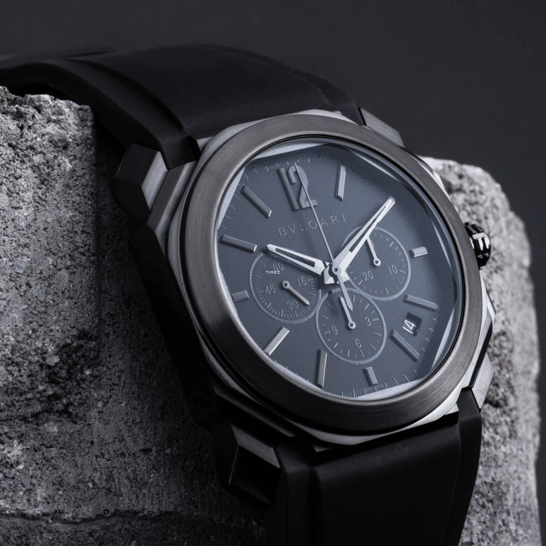 Bulgari,Octo 41.50mm,41.50mm,Stainless Steel,Black,Automatic,Chronograph,Day,103027