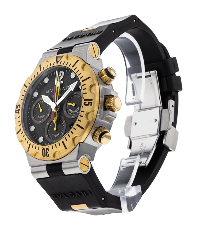 Bulgari,Diagono Professional 40mm,40mm,Stainless Steel,Black,Automatic,Chronograph,Day,Flyback,SC40SGVD