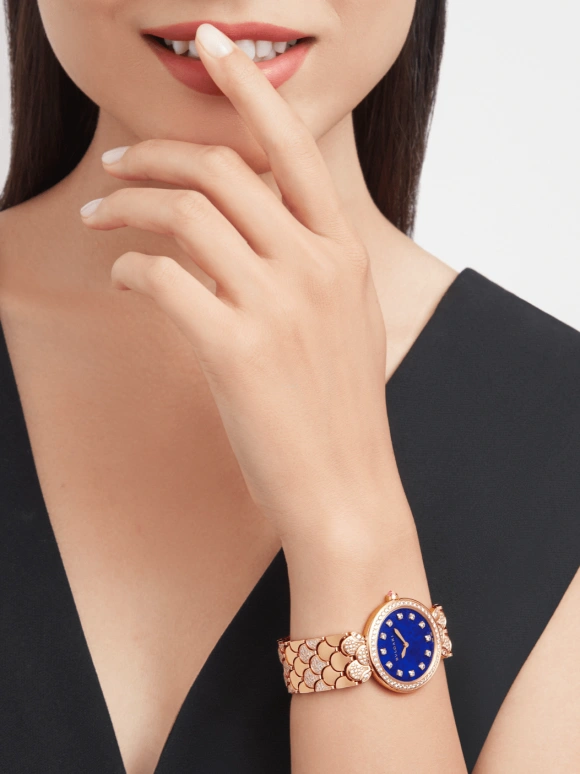 Bulgari,Divas' Dream 33mm,33mm,Rose Gold,Sapphire,Crystal Glass,Lapis Lazuli,Diamonds,103574