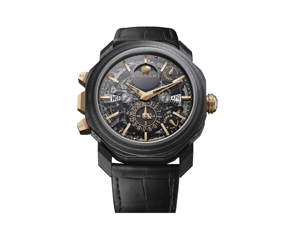 Bulgari,Octo 44mm,44mm,Carbon,Rose,Automatic,Moonphase,Perpetual Calendar,Month,Date,In-house Caliber,Sapphire,Crystal Glass,103195