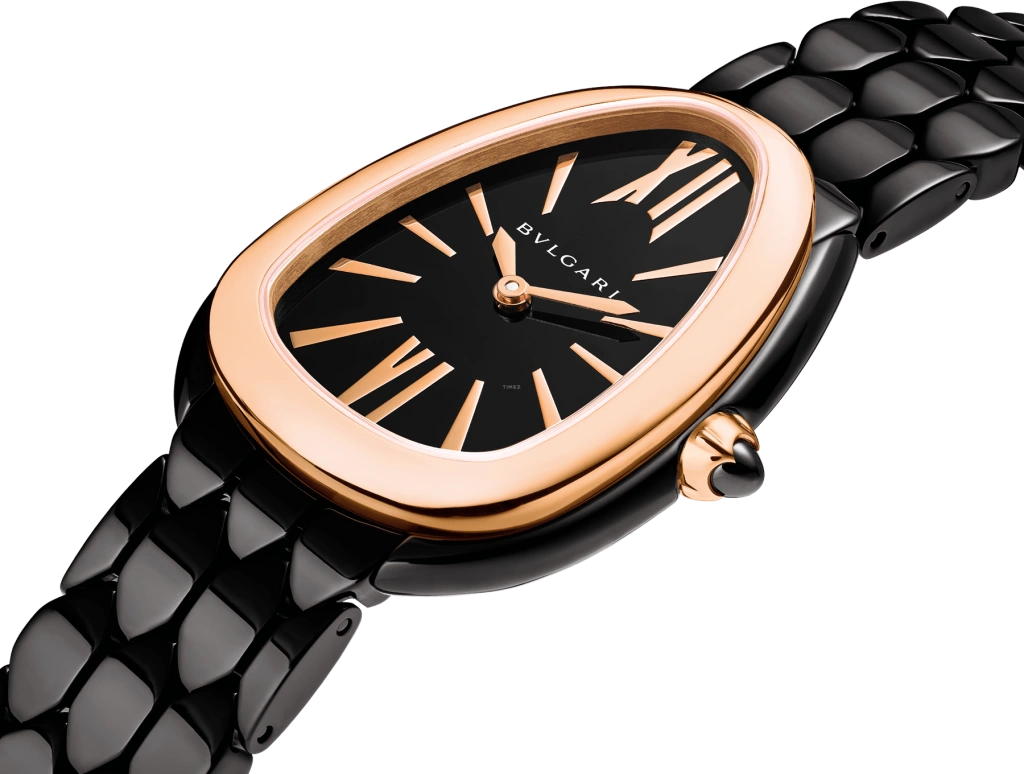 Bulgari,Serpenti 33mm,33mm,Stainless Steel,Black,Sapphire,Crystal Glass,103704