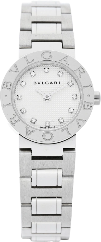Bulgari,Bulgari Bulgari 23mm,23mm,Stainless Steel,White,Quartz,Sapphire,Crystal Glass,Round,BB23WSS,BB23WSS/12N