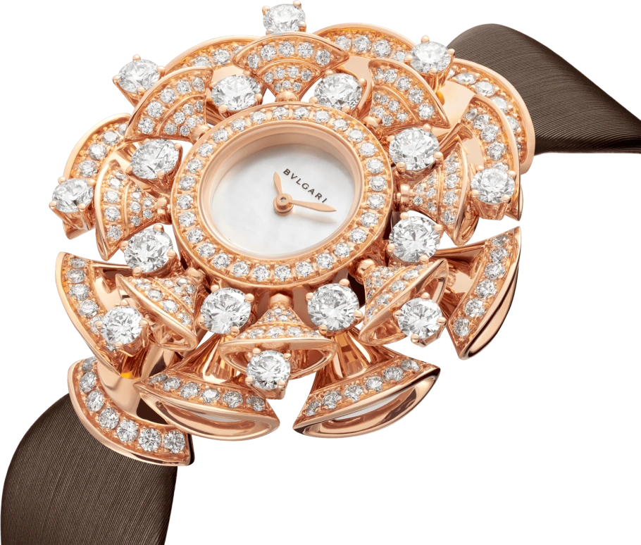 Bulgari,Divas' Dream 39mm,39mm,Rose Gold,Silver White,Sapphire,Crystal Glass,Setting,Diamonds,102546