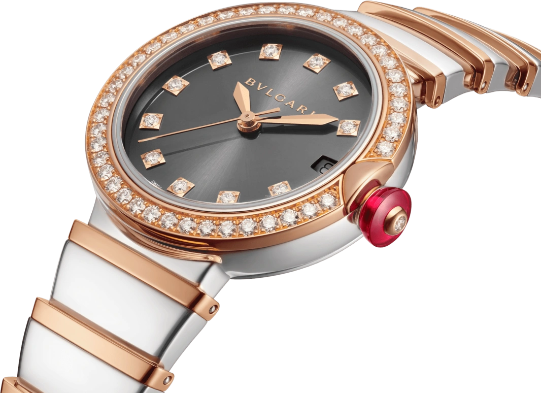 Bulgari,Lvcea 33mm,33mm,Stainless Steel,Black,Sapphire,Crystal Glass,Diamonds,103029
