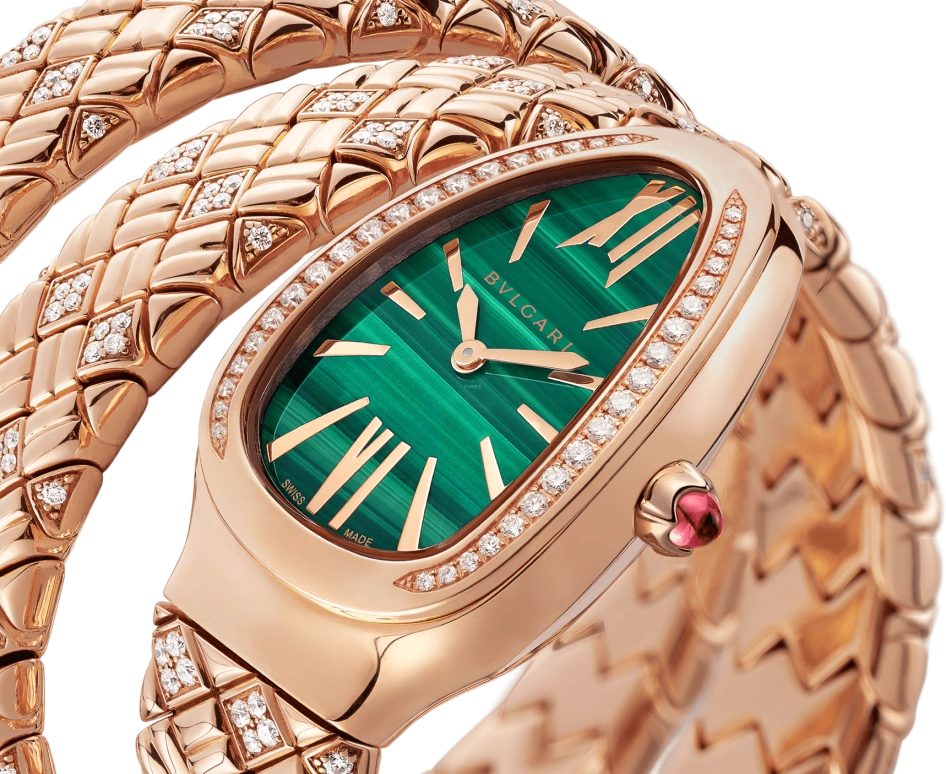 Bulgari,Serpenti 35mm,35mm,Rose Gold,Rose,Green,Quartz,Sapphire,Crystal Glass,Other,103658