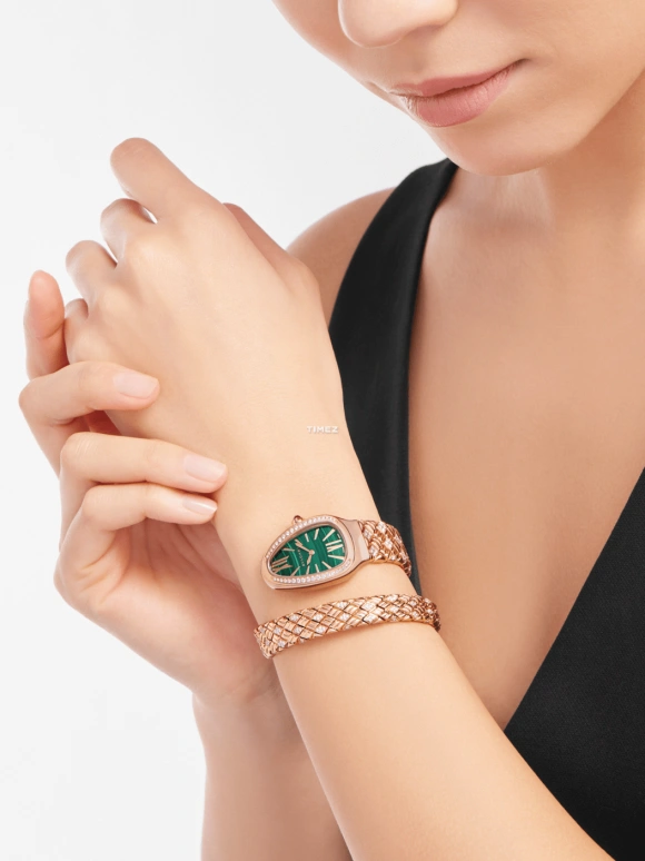 Bulgari,Serpenti 35mm,35mm,Rose Gold,Green,Quartz,Other,103626