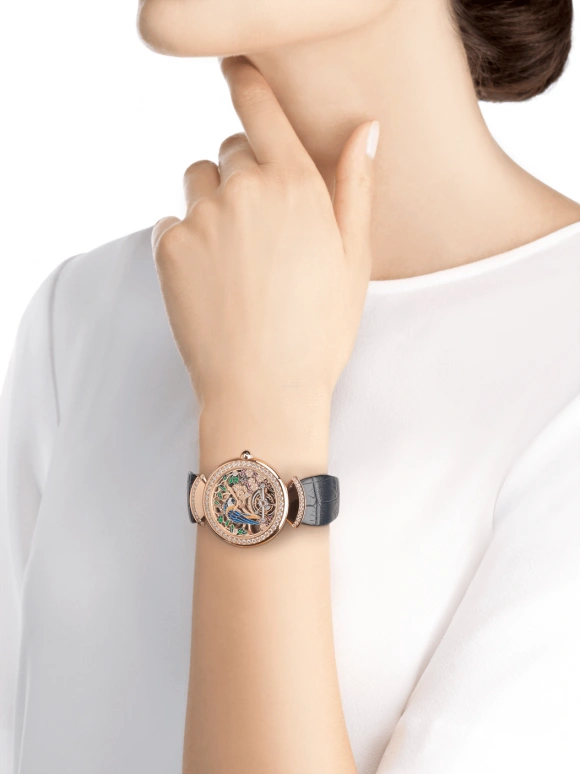 Bulgari,Divas' Dream 37mm,37mm,Rose Gold,Handwound,In-house Caliber,Sapphire,Crystal Glass,102542
