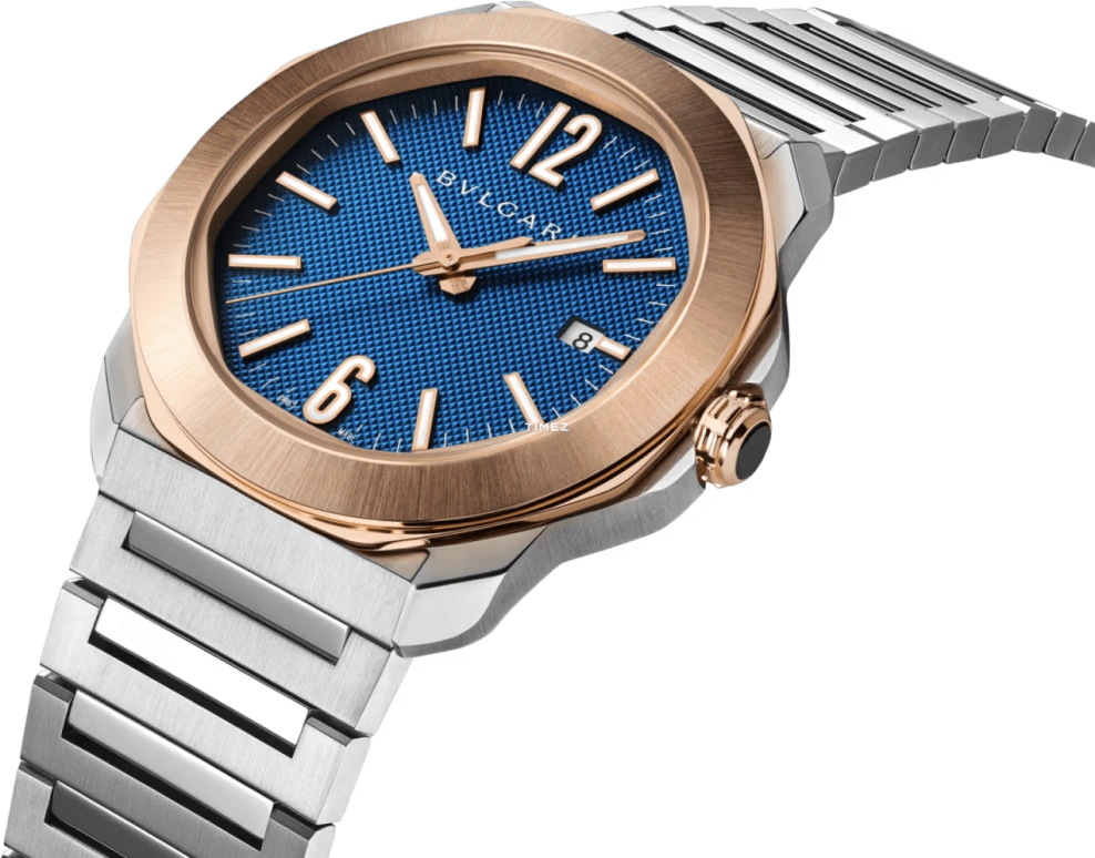 Bulgari,Octo 41mm,41mm,Stainless Steel,Rose Gold,Blue,Automatic,Day,42hours,103926