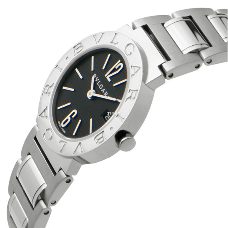 Bulgari,Bulgari Bulgari 26mm,26mm,Stainless Steel,Black,Quartz,Day,Sapphire,Crystal Glass,BB26BSSD,BB26BSSD/N