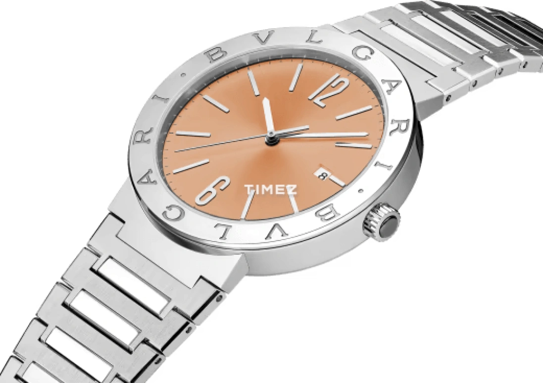 Bulgari,Bulgari Bulgari 41mm,41mm,Stainless Steel,Orange,Automatic,Day,Sapphire,Crystal Glass,103683