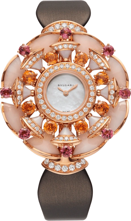 Bulgari,Divas' Dream 39mm,39mm,Rose Gold,White,Sapphire,Crystal Glass,Rose Gold,Orange Red,Pink,Setting,Diamonds,Opal,Tourmaline,102420