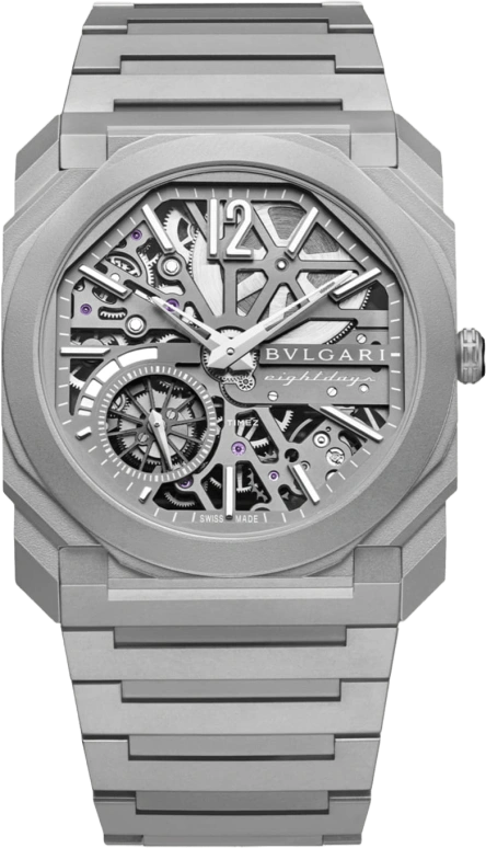 Bulgari,Octo 40mm,40mm,Titanium Gold,Skeleton,Handwound,Octagon,Titanium Gray,103610
