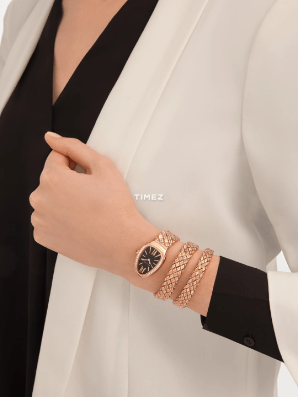 Bulgari,Serpenti 35mm,35mm,Rose Gold,Black,Quartz,Sapphire,Crystal Glass,Other,103655