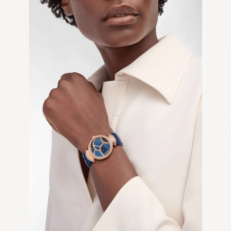 Bulgari,Divas' Dream 33mm,33mm,Rose Gold,Blue,Automatic,Sapphire,Crystal Glass,Round,104023