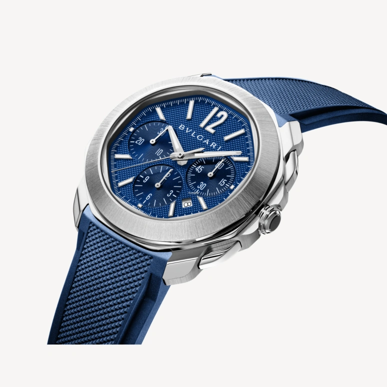 Bulgari,Octo 42mm,42mm,Stainless Steel,Blue,Automatic,Chronograph,Day,103829
